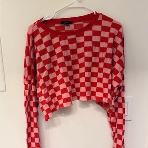 Forever 21 Red and Pink Checkered Crop Top